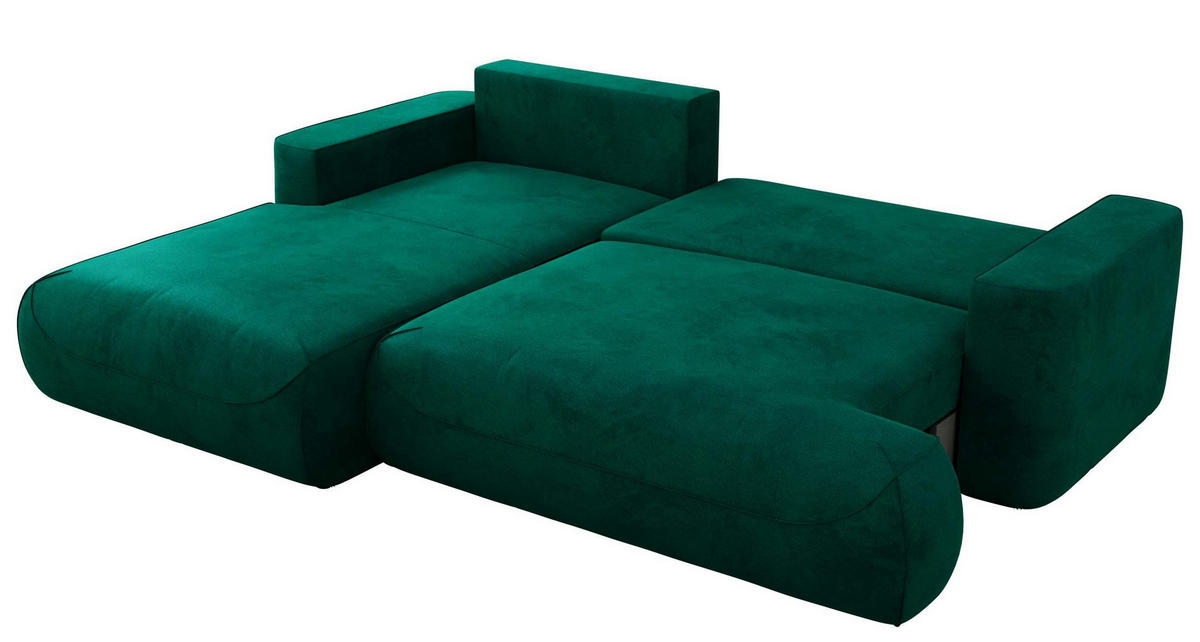 ECKSOFA OVO L Dunkelgrün Velvet - Links Seite - Dunkelgrün/Dunkelgrau, Kunststoff/Textil (271/195cm) - MKS