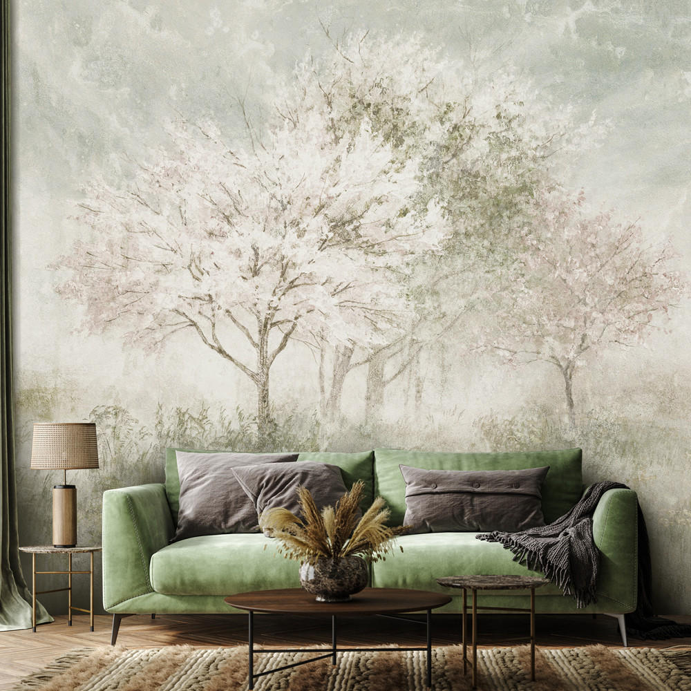 FOTOTAPETE, Ein blühender Baum in der Wiese - Beige, Papier (150/105cm) - Feeby