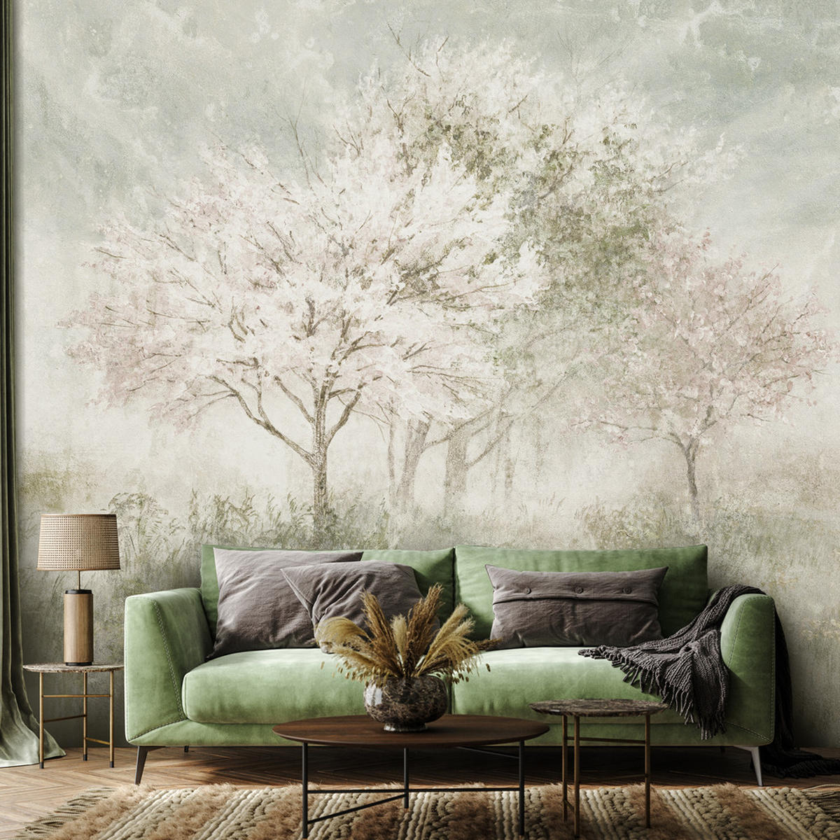 FOTOTAPETE, Ein blühender Baum in der Wiese - Beige, Papier (150/105cm) - Feeby