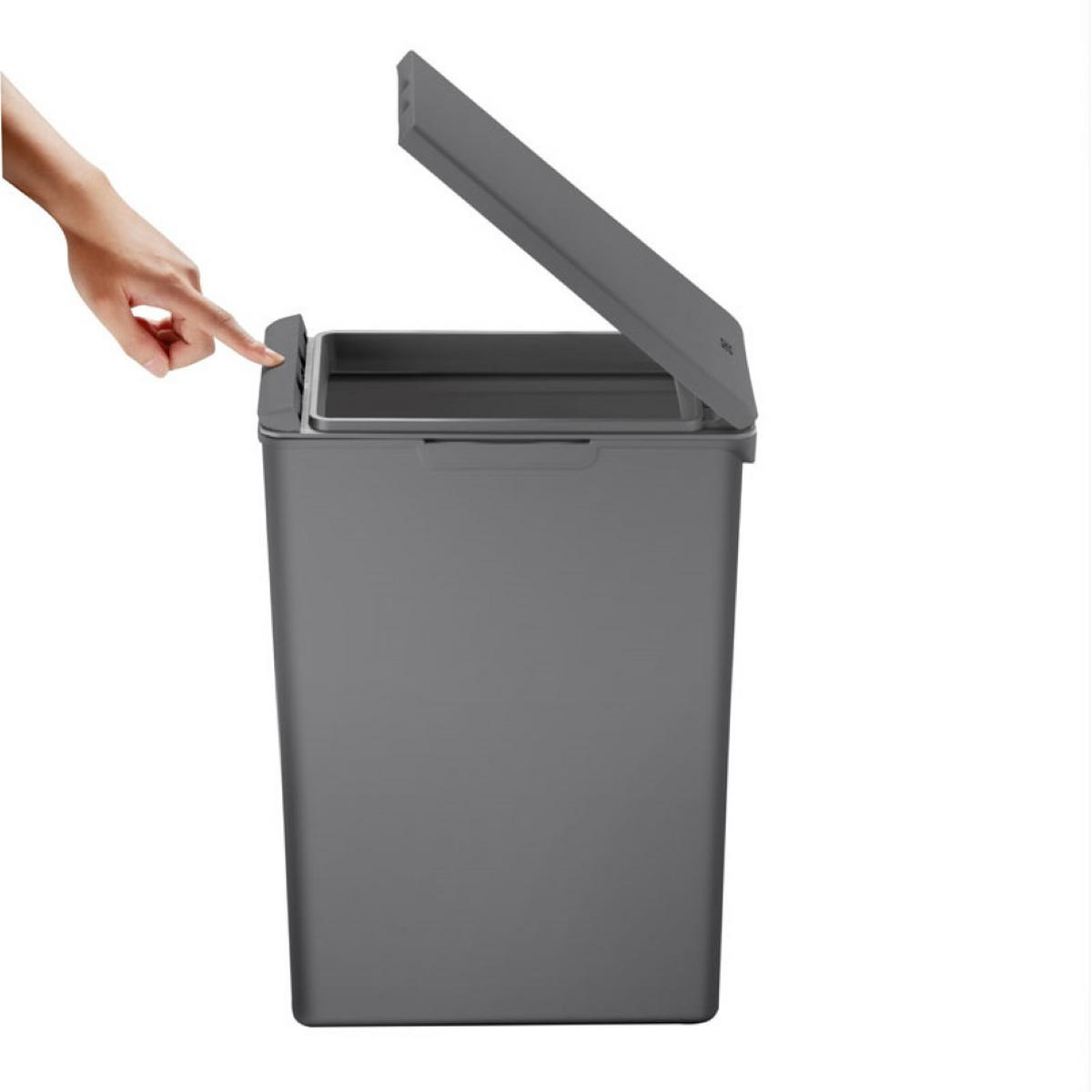 MÜLLEIMER Modern Mit Touch Bar Deckel 20 Liter Grau - Grau, Metall (20.6/40/32.5cm) - PROREGAL