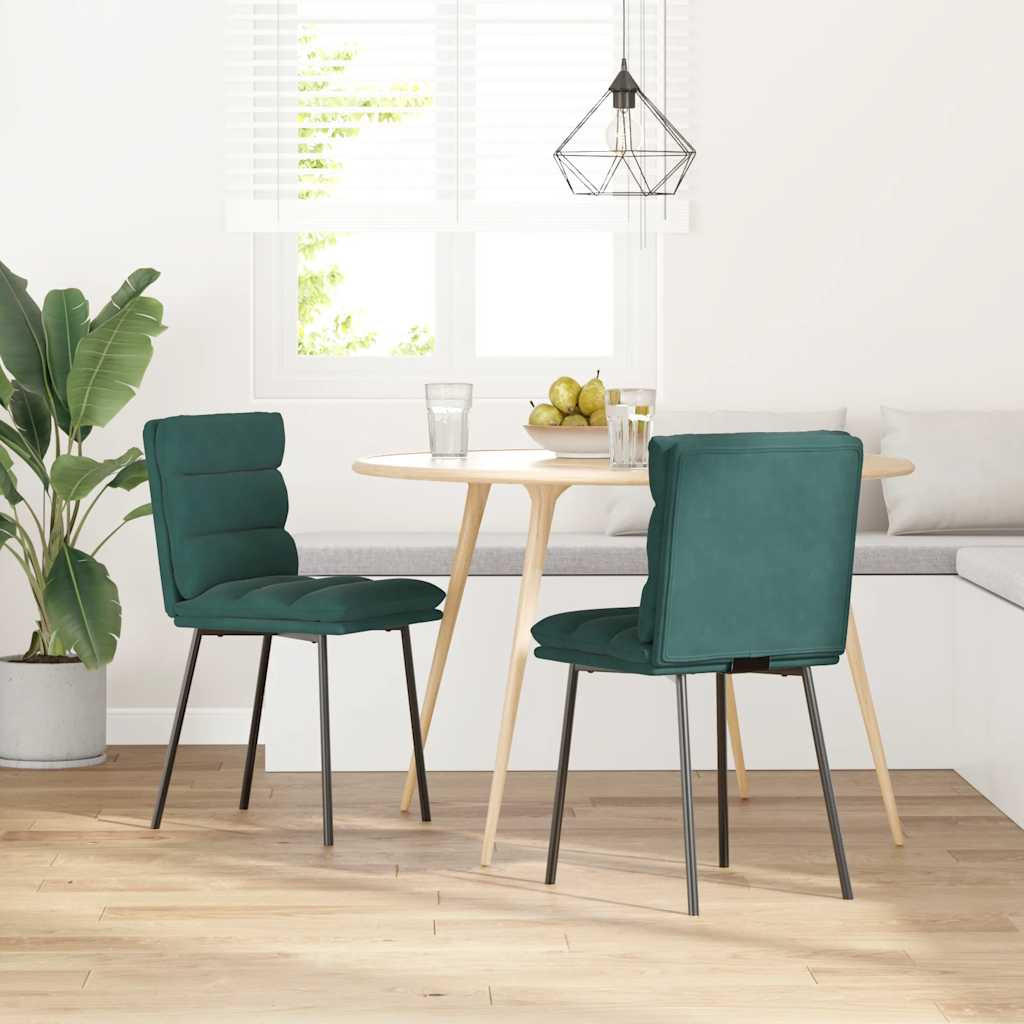 ESSZIMMERSTÜHLE 2 Stk. Dunkelgrün Samt 45*54*83cm - Dunkelgrün, Metall (45/83/54cm) - ZMH