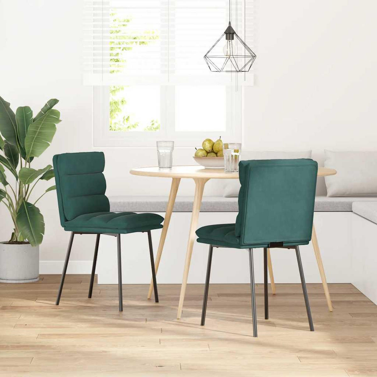 ESSZIMMERSTÜHLE 2 Stk. Dunkelgrün Samt 45*54*83cm - Dunkelgrün, Metall (45/83/54cm) - ZMH