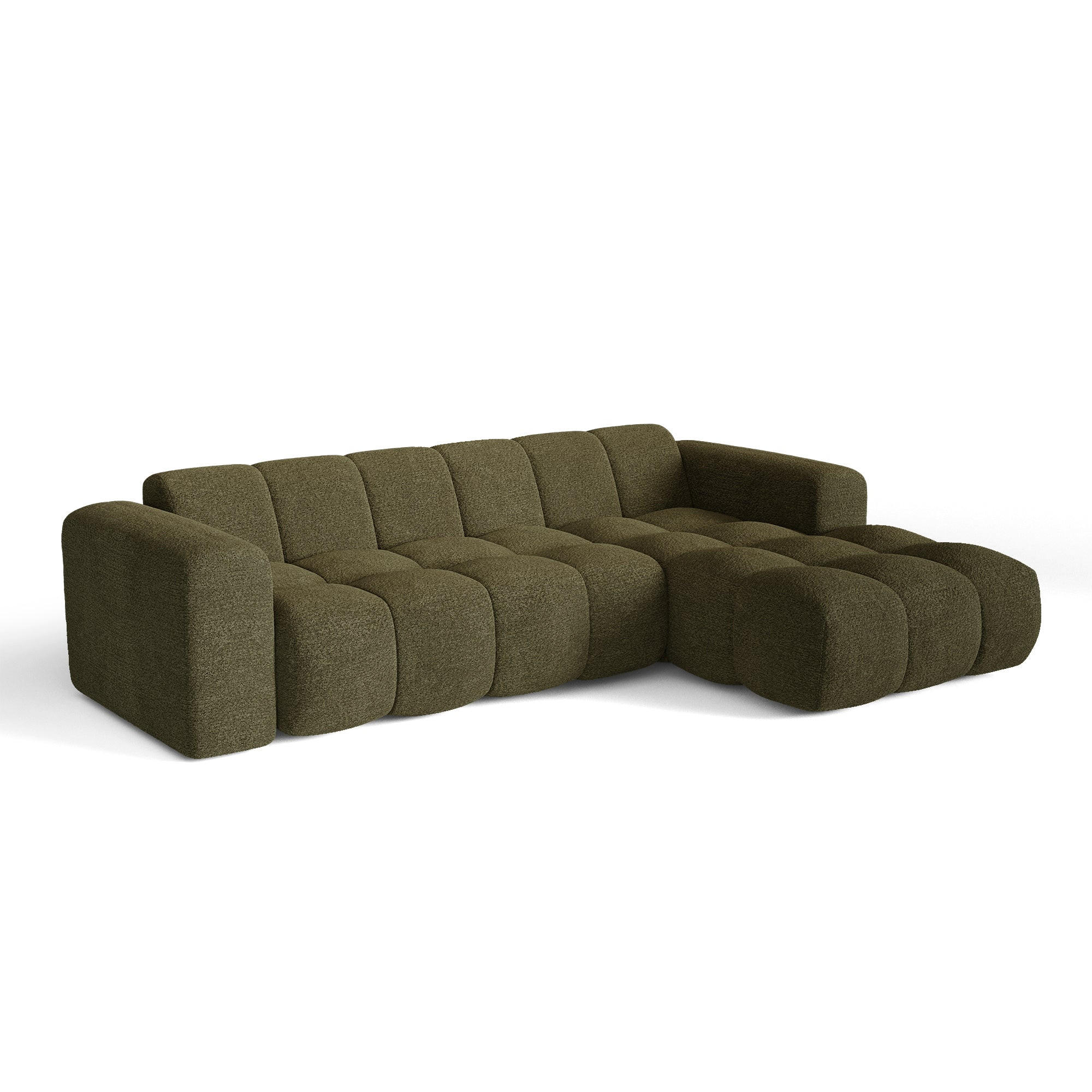 ECKSOFA rechtwinklig BLOOM Frottee Olivgrün 290cm - Olivgrün/Grün, Textil (290/164cm) - Premium Interiors