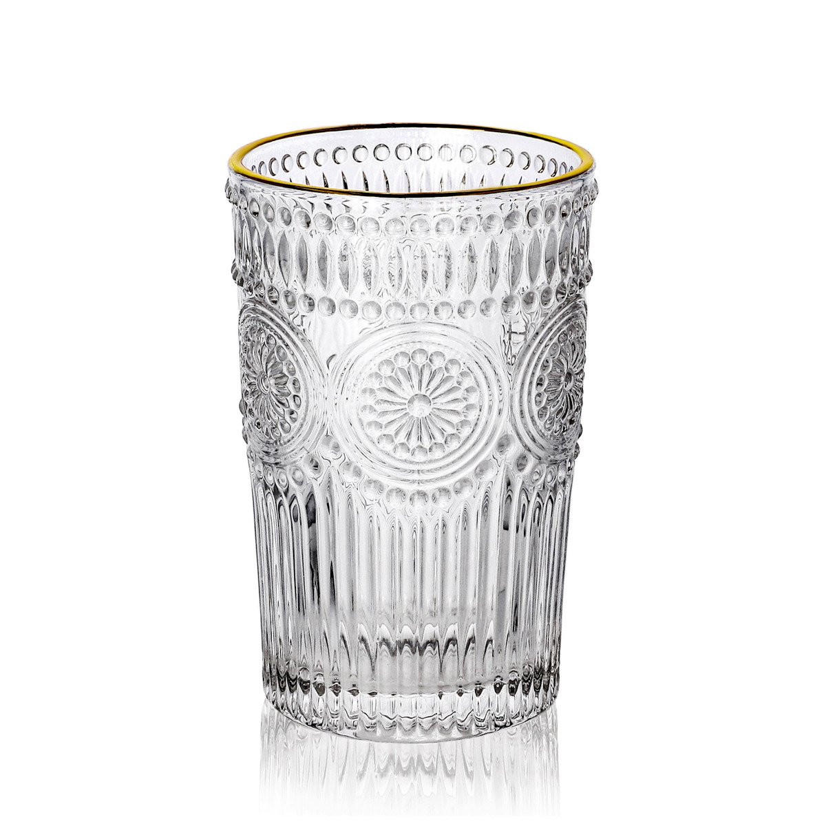 GLÄSER Barrel niedrig mit Goldrand 0,35 l 6er-Set - Transparent, Glas (0.35L) - Homla