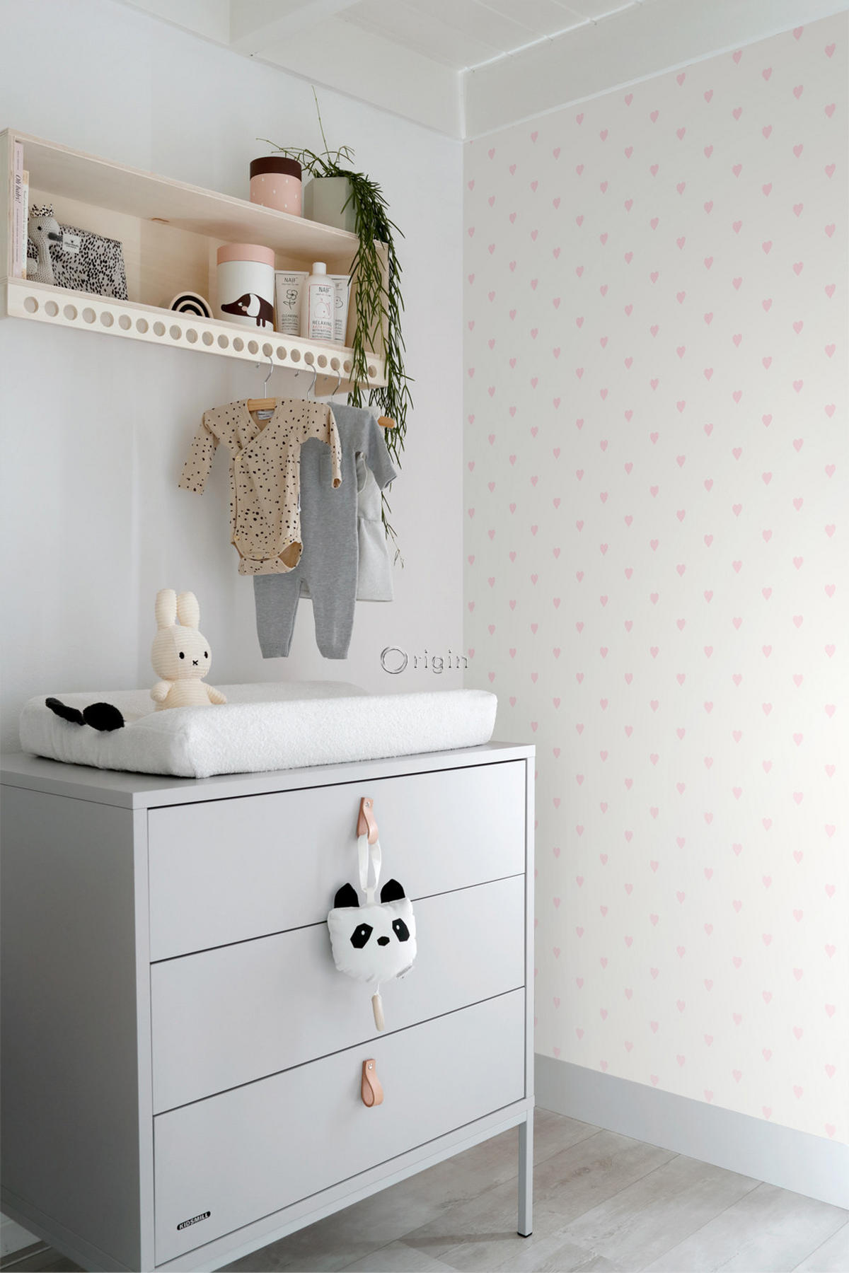 TAPETE Herzchen 53 cm x 10.05 m - Pink, Papier (53/0.1cm) - Origin Wallcoverings