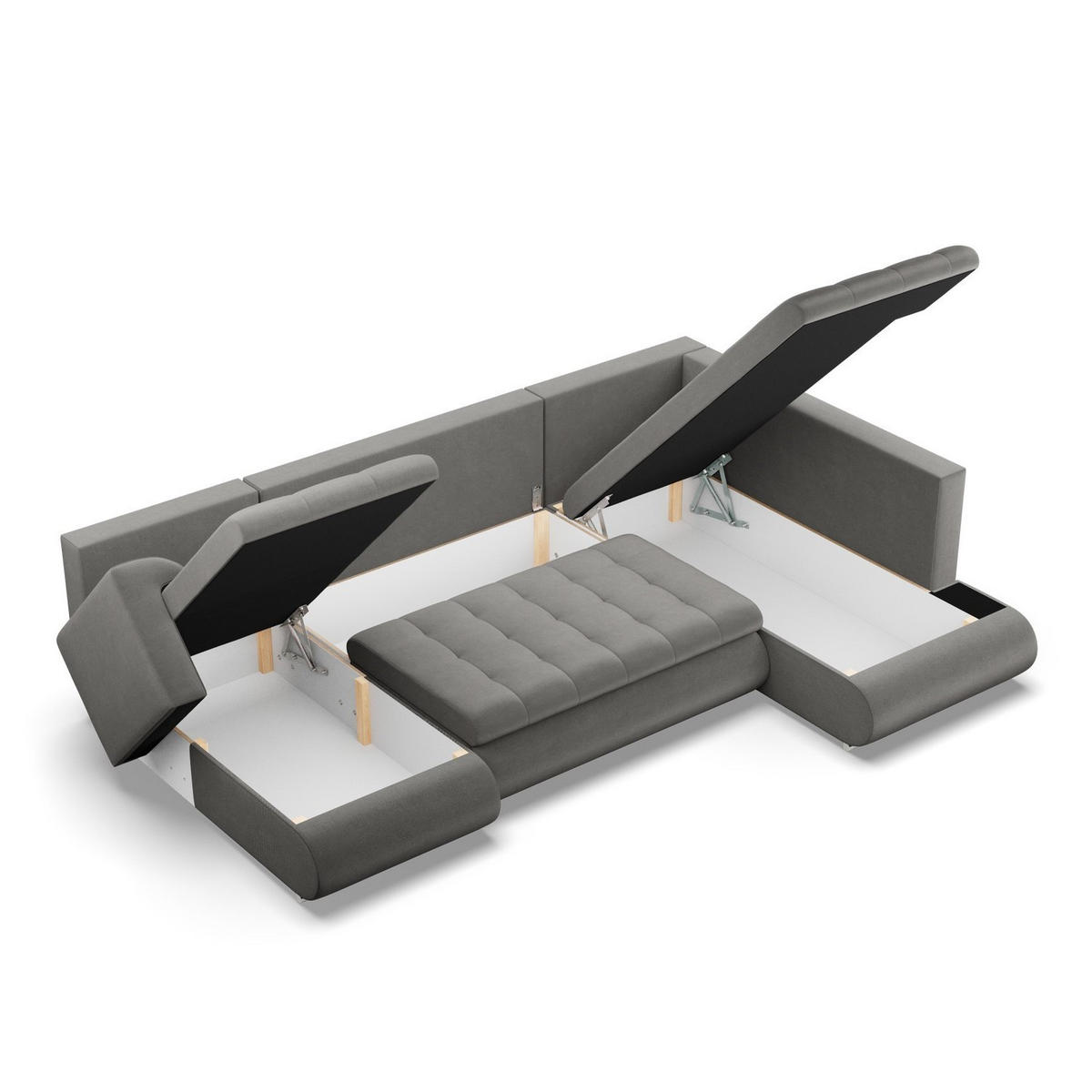 U-SOFA MIT SCHLAFFUNKTION FORESTA, Hellgrau - Hellgrau, Textil (300/89/200cm)