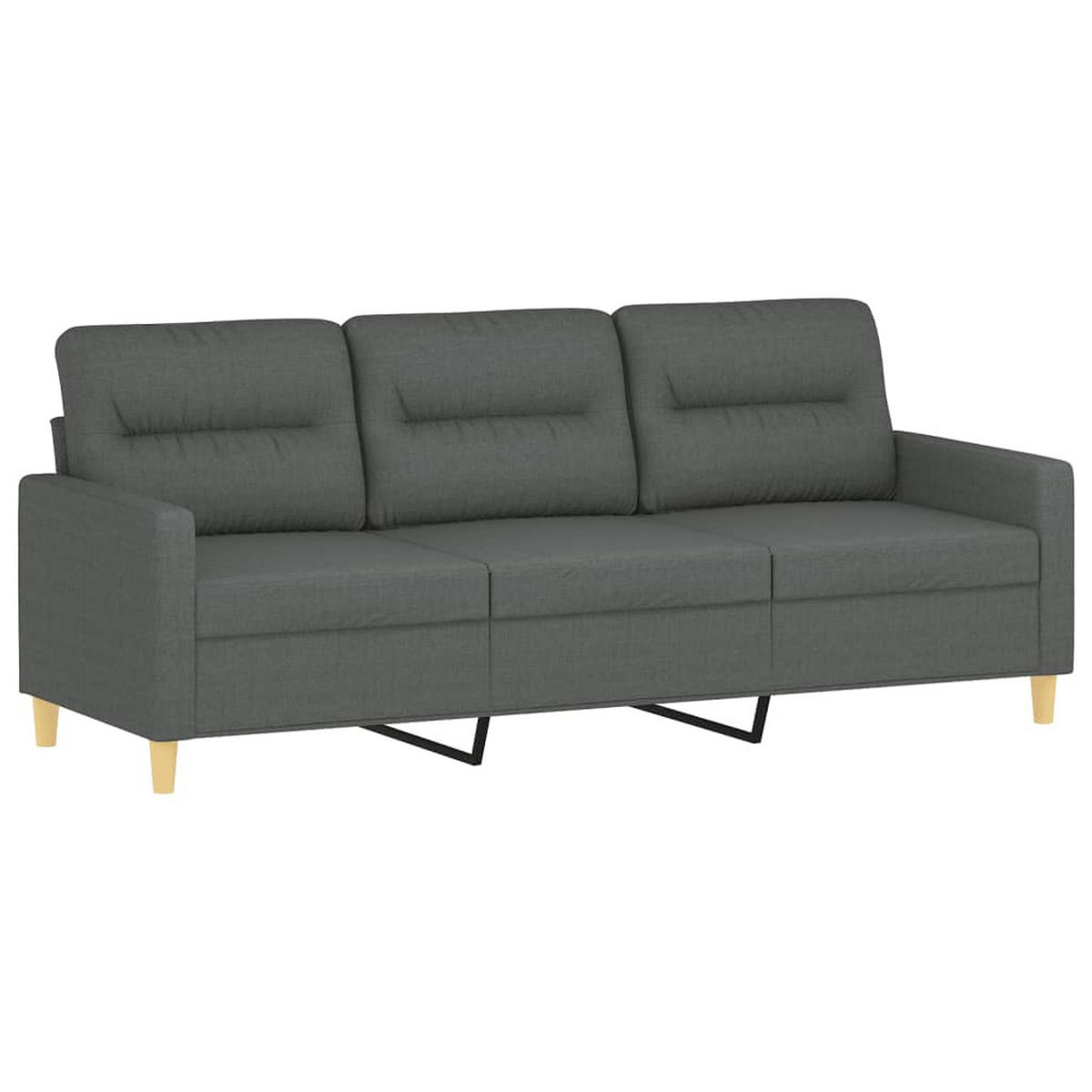 SOFAGARNITUR 3-TLG. Mit Kissen Dunkelgrau Stoff - Grau, Textil (77/80/78cm) - vidaXL