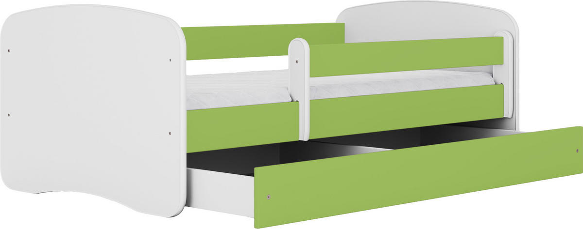 KINDERBETT Emily mit Schublade und Matratze, Grün 70x140 cm - Weiß/Grün, Holzwerkstoff (140/70cm) - WFL GROUP