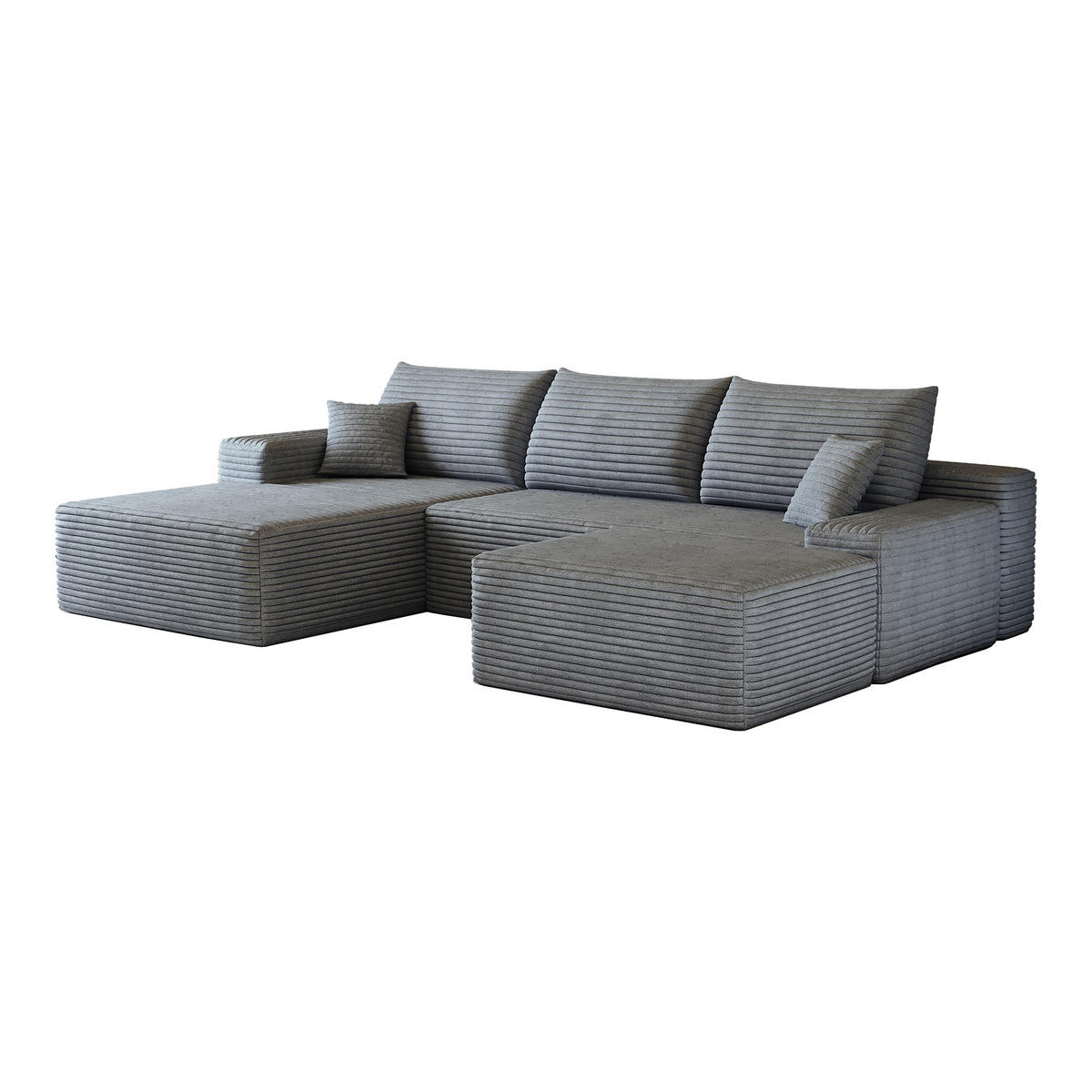 WOHNLANDSCHAFT DE-34857 U-Form 2-Sitzer Chaiselongue links Grau - Grau, Textil (175/83/270cm) - ComfortXL