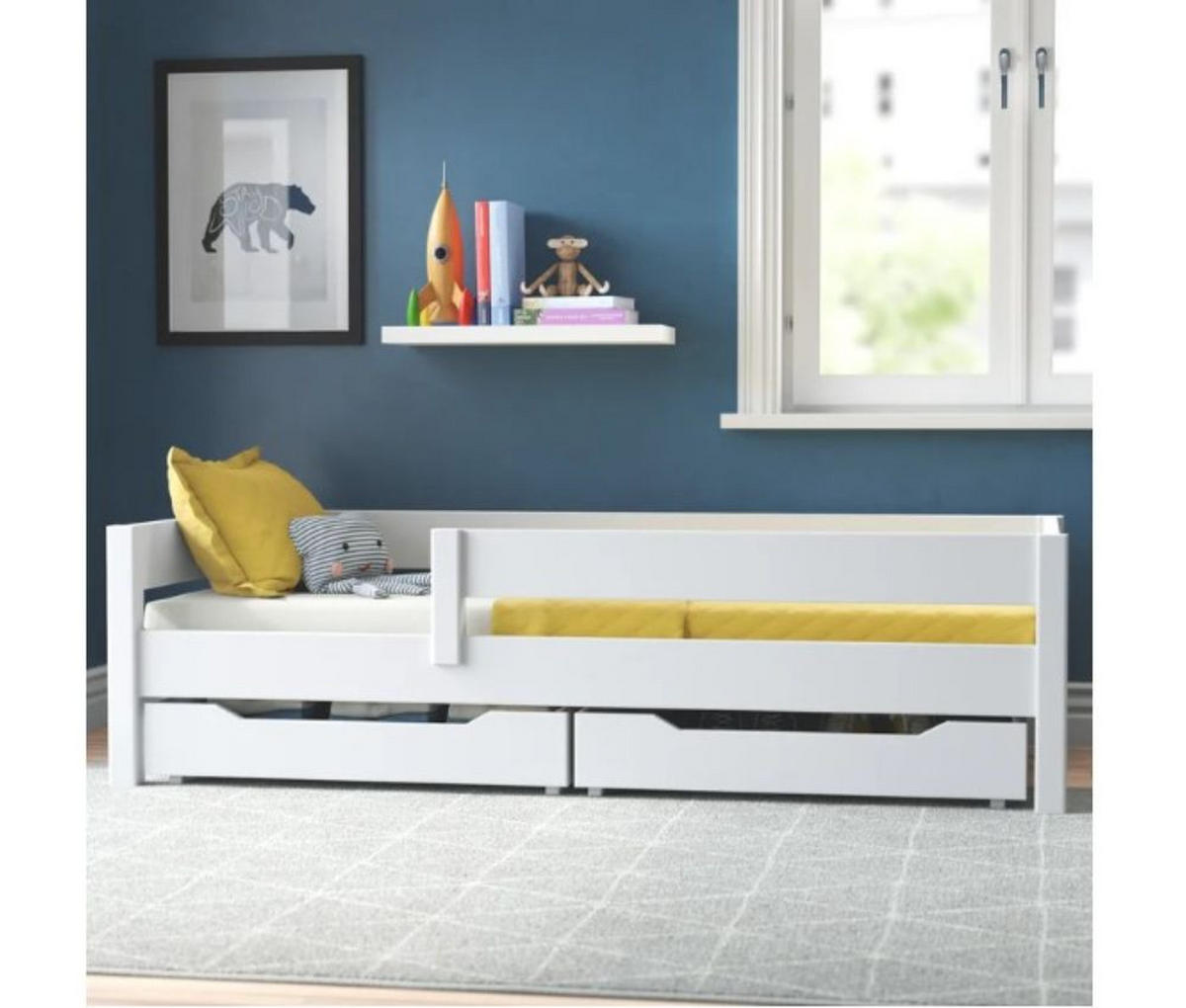 KINDERBETT Mix 160x80 naturweiß mit Schubladen und Matratze - Weiß, Holzwerkstoff (80/160cm) - LUKDOM