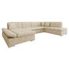 ECKSOFA Bergen Premium, Seite: Links - Hellbraun/Silberfarben, Holz/Textil (345/76/205cm) - MIRJAN24