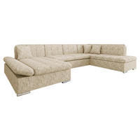 ECKSOFA Bergen Premium, Seite: Links - Hellbraun/Silberfarben, Holz/Textil (345/76/205cm) - MIRJAN24