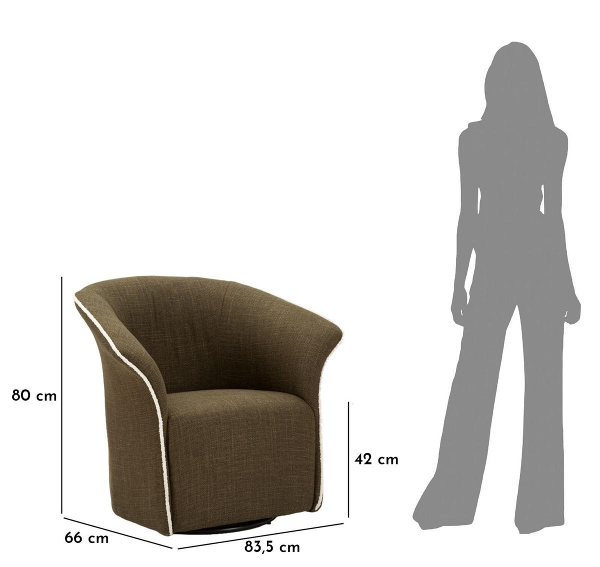 SESSEL Siena Swivel, grün, Polyester, Eisen und Sperrholz, 83,5 x 66 x 80 cm - Grün, Holzwerkstoff/Kunststoff (83.5/80/66cm) - Mauro Ferretti