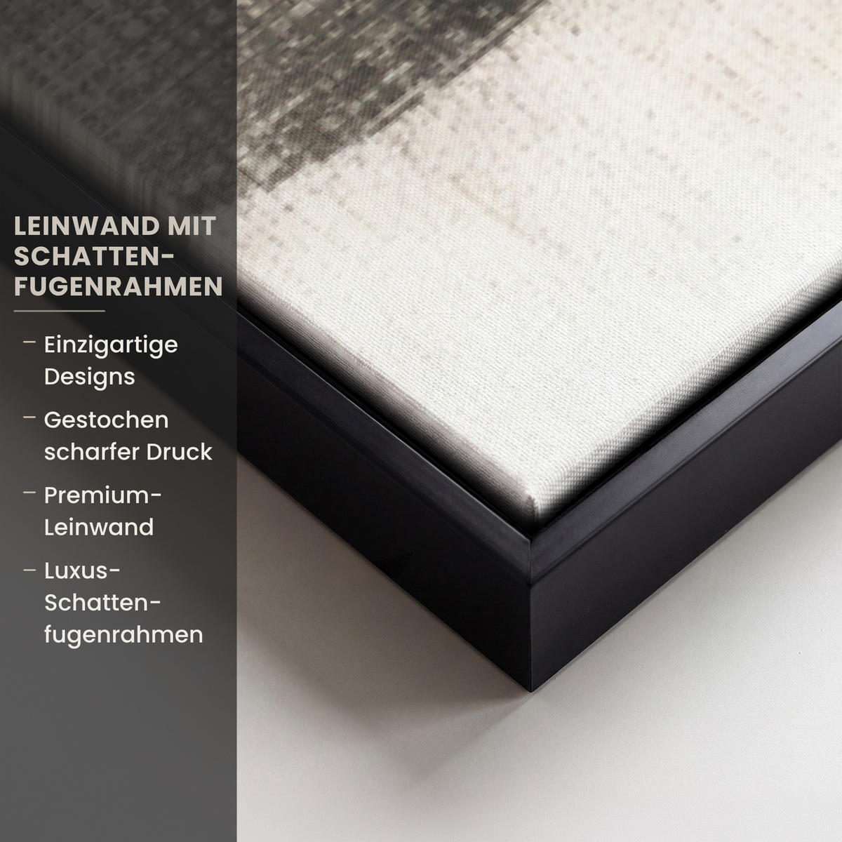 LEINWAND Bilder mit Rahmen - Abstrakt - Wellen - Schwarz - Verwittert - 140x90 - Trüffeleichefarben, Textil (140/90cm) - MuchoWow