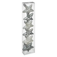 WEIHNACHTSBAUMSCHMUCK Sterne Kunststoff 6er-Set - Silberfarben, Kunststoff (3/6.5/6.3cm) - Atmosphera Createur d´interieur