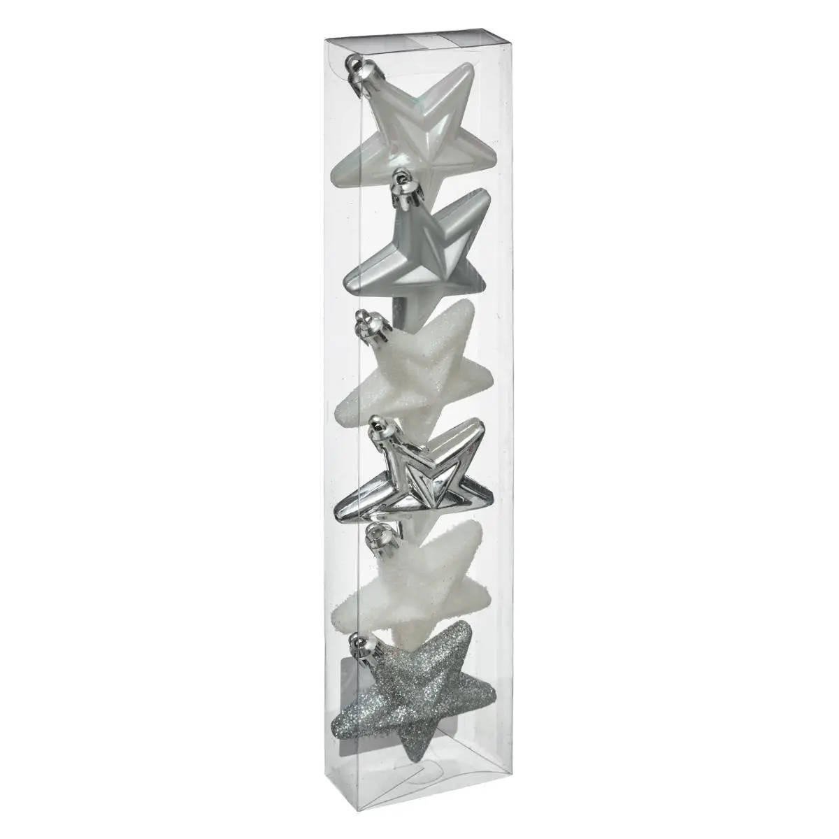 WEIHNACHTSBAUMSCHMUCK Sterne Kunststoff 6er-Set - Silberfarben, Kunststoff (3/6.5/6.3cm) - Atmosphera Createur d´interieur