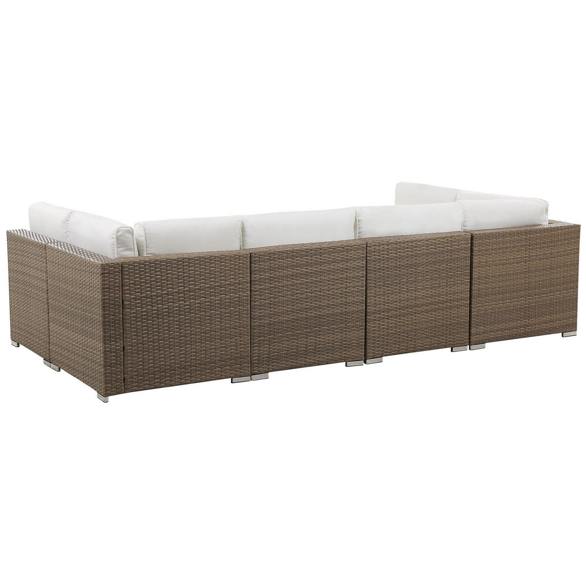 LOUNGE SET 6-Sitzer modular Braun Auflagen weiß Belvedere - Braun/Weiß, Kunststoff - Beliani