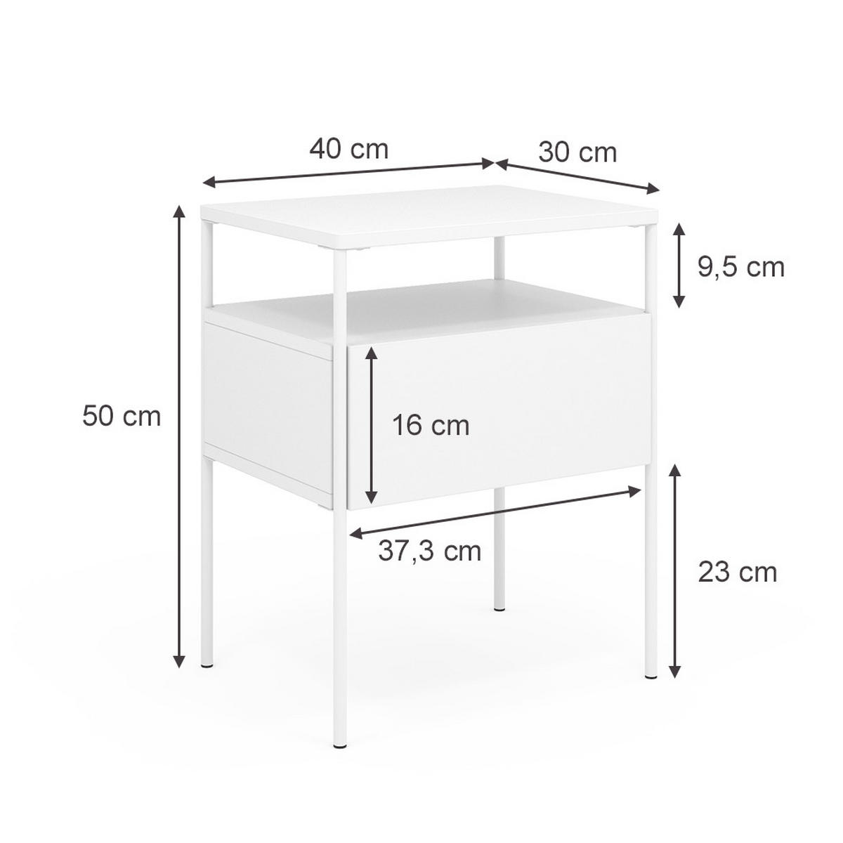 NACHTTISCH Mira Weiß 2er Set - Weiß, Holzwerkstoff (40/50/30cm) - Vicco