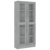 VITRINENSCHRANK mit 5 Fächern, 2 Glastüren 82,5/30,5/185 cm aus Holzwerkstoff Grau Sonoma Dekor - Silbereichenfarben, Holz (82.5/185/30.5cm) - vidaXL