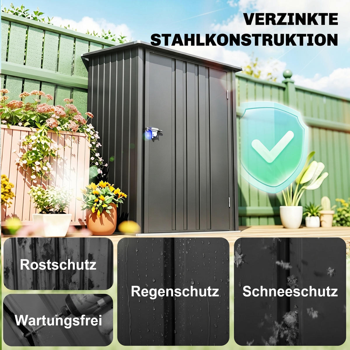 GARTENHAUS Dunkelgrau 1 Stück - Dunkelgrau, Kunststoff/Metall (100/160/103cm) - GiPP