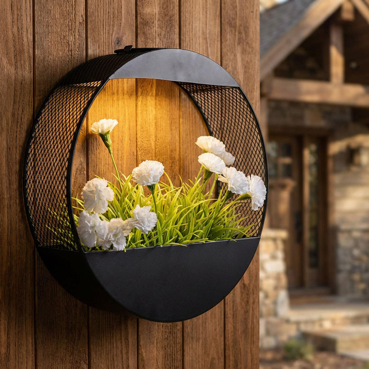 AUSSEN-WANDLEUCHTE LED Solar Metall Schwarz Pflanzgefäß - Schwarz, Metall (12/25/25cm)
