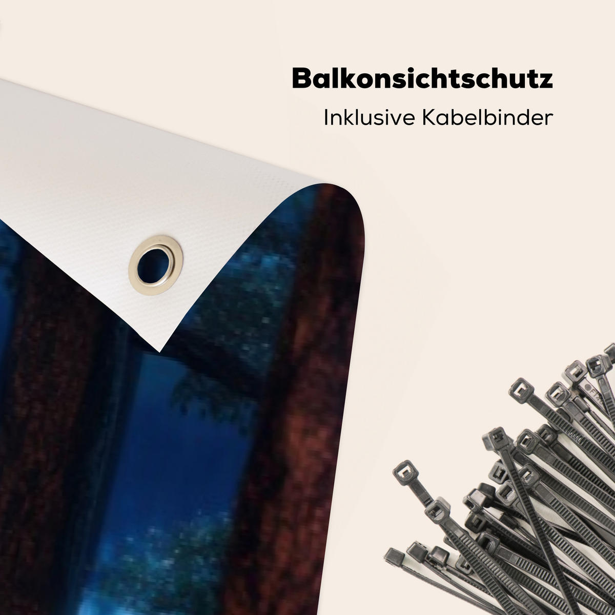 BALKON-SICHTSCHUTZ Lagerfeuer - See - Abendlicht - Dunkelblau, Kunststoff (500/100cm) - MuchoWow