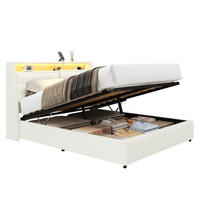 POLSTERBETT 160/200 cm in Weiß mit Stauraum, LED, USB und verstellbarem Kopfteil - Weiß, Holzwerkstoff/Textil (160/200cm) - STILVORA