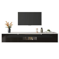 TV-SCHRANK 180/30/35 cm weiß Hochglanz mit LED-Beleuchtung, 16 Farben - Schwarz, Holzwerkstoff (180/35/30cm) - OKWISH