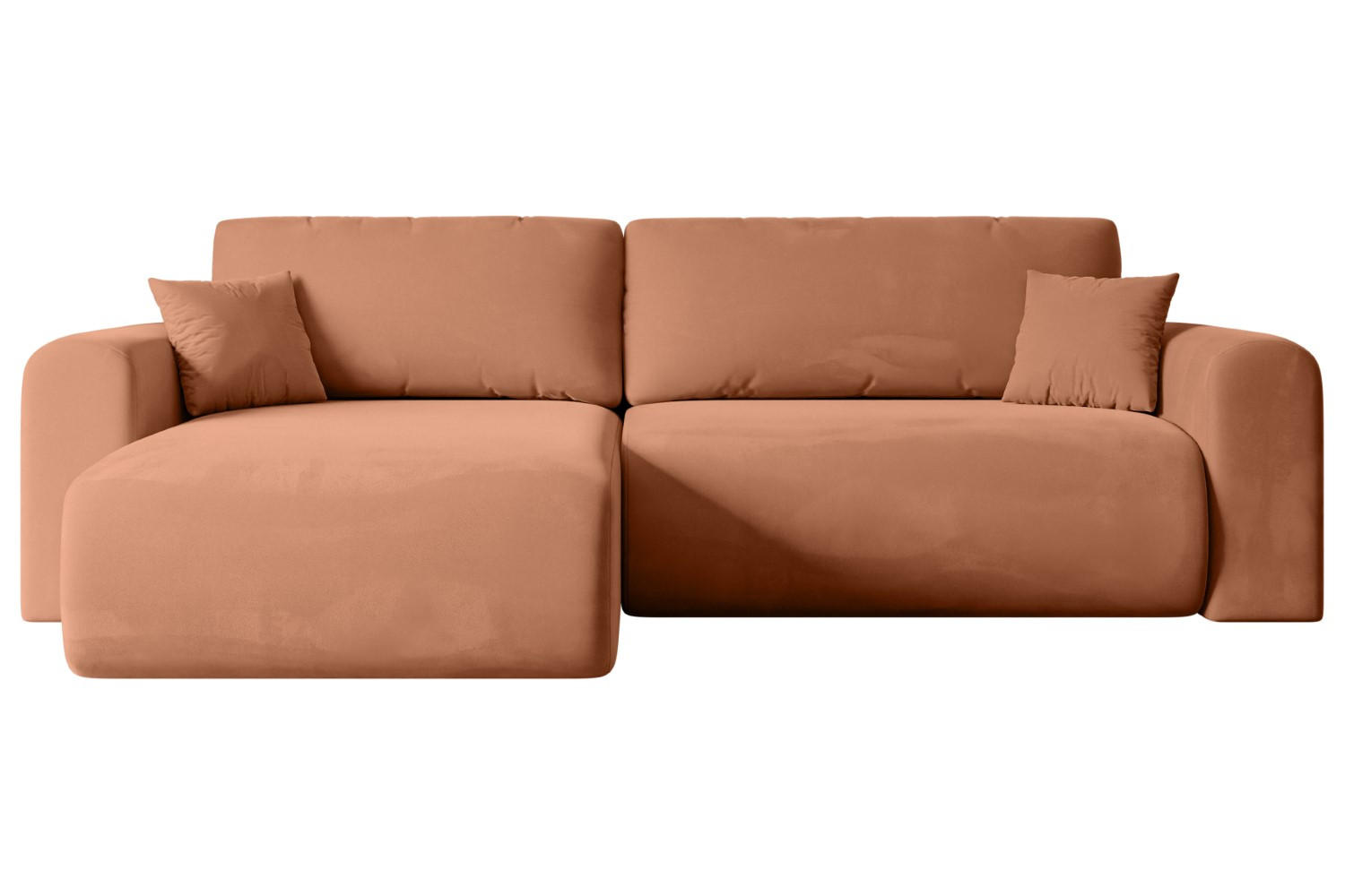 ECKSOFA mit Schlaffunktion und Bettkasten ORRO-L - 272x145x83 cm Koralle Velours - Koralle/Schwarz, Holzwerkstoff/Kunststoff (272/145cm) - ALTDECOR