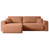 ECKSOFA mit Schlaffunktion und Bettkasten ORRO-L - 272x145x83 cm Koralle Velours - Koralle/Schwarz, Holzwerkstoff/Kunststoff (272/145cm) - ALTDECOR