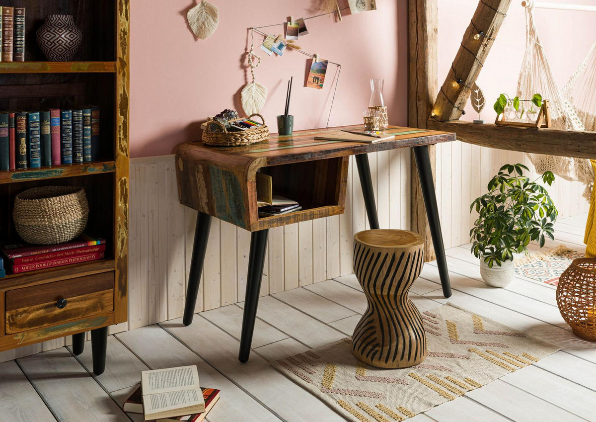SCHREIBTISCH Altholz 116x59x79 mehrfarbig lackiert SIXTIES #104 - Multicolor, Holz (59/116/79cm) - Massivmoebel24