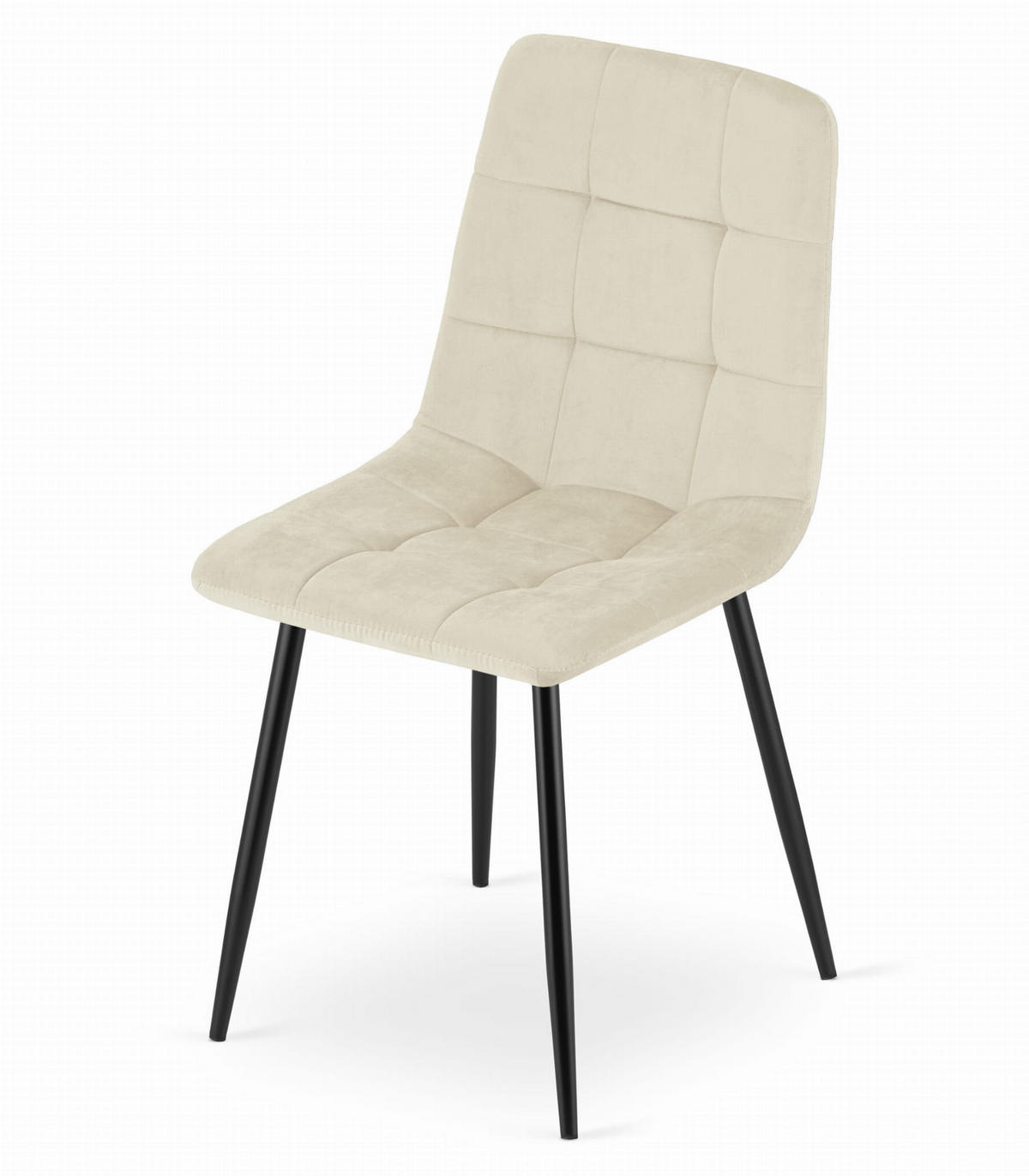 STUHL CETARA 4-er Set, Beige, Schwarz, mit Samtstoff gepolstert - Beige, Textil/Metall (45/87/51cm) - Komodee