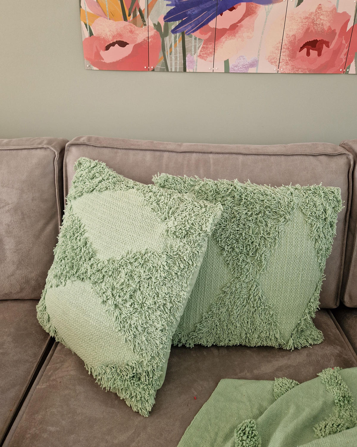 DEKORATIVNÍ POLŠTÁŘ sada 2 ks Světle zelený 45/45 cm Rhoeo - světle zelená, textil/přírodní materiály (45/45cm) - Beliani