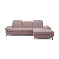 ECKSOFA FELICE R-S Rosa Geflochtener Stoff mit Schlaffunktion - Rosa, Holz (284/166cm) - MASSENO