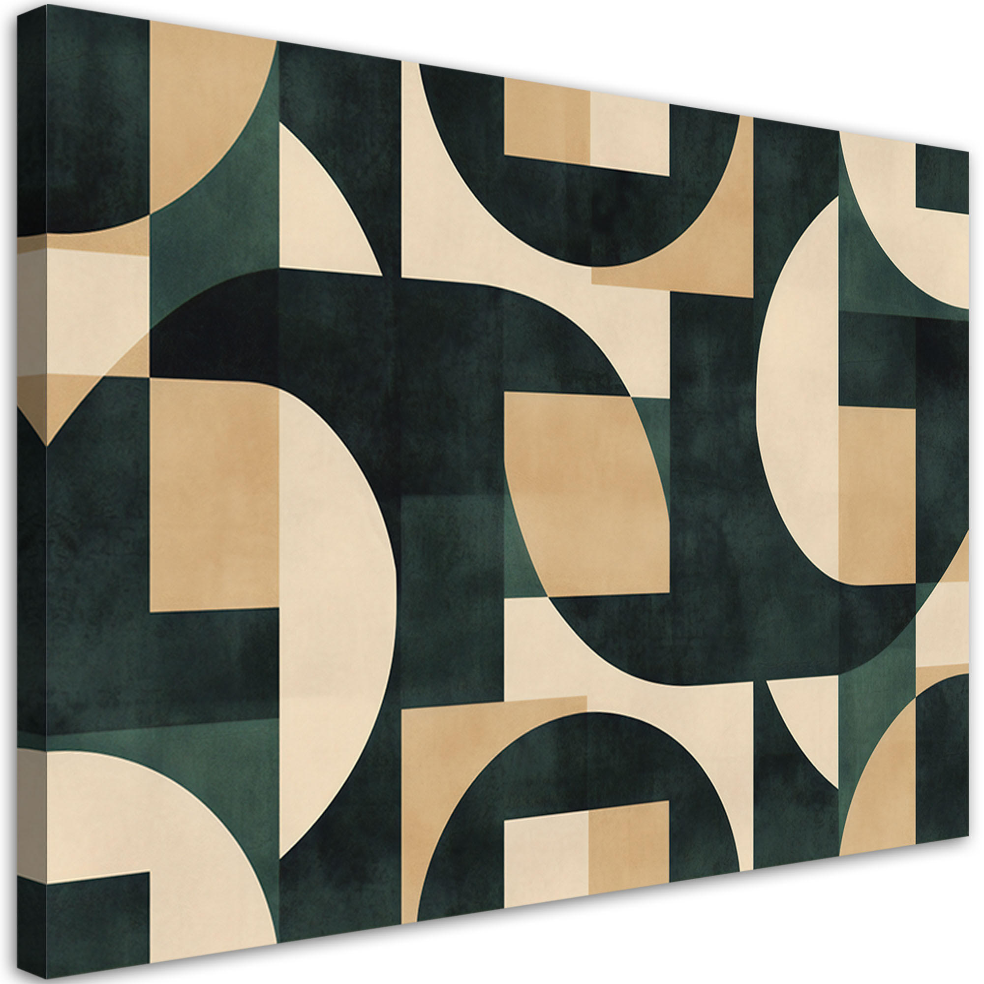LEINWANDBILD Geometrisches Retro-Mosaik 100x70cm - Grün, Textil (100/70cm) - Feeby