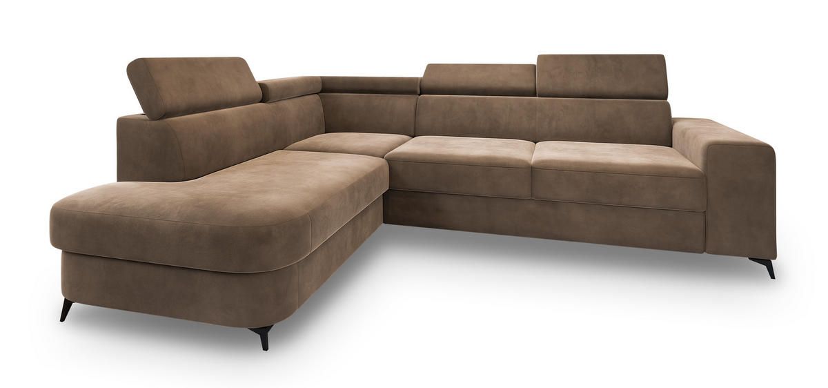 ROHOVÁ SEDAČKA ALVORO béžová - černá/béžová, kov/dřevo (253/190cm) - MASSENO