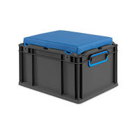 EUROBOX NextGen Seat Box Blau, HxBxT 26,5x30x40cm, 20 Liter, Griffe geschlossen, Schwarz - Schwarz, Kunststoff (30/26.5/40cm) - PROREGAL