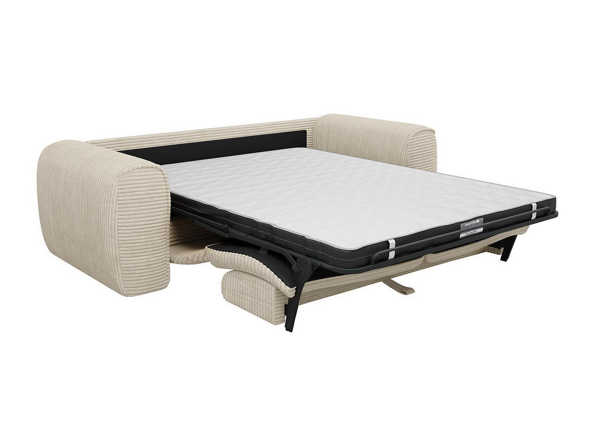 SCHLAFSOFA - 3 Personen - samt - beige Pognia - Beige, Textil (216/73/100cm) - Vente-Unique