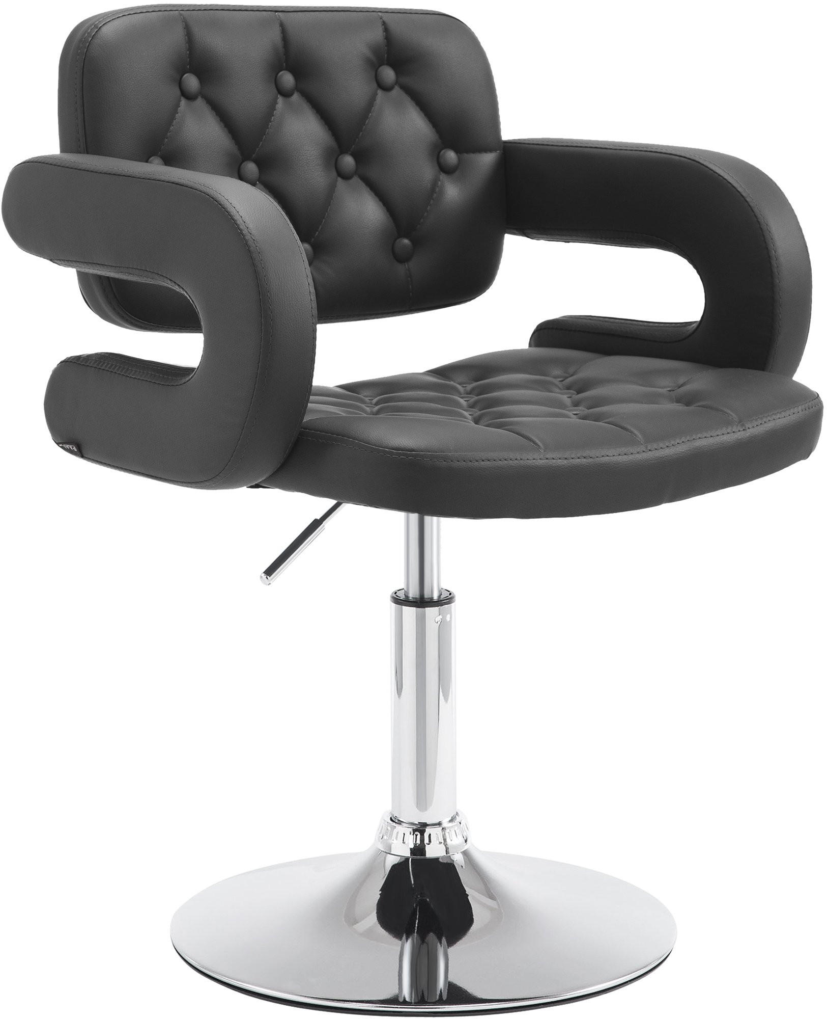 SESSEL Lederlook schwarz - Chromfarben/Schwarz, Textil/Metall (62/76/55cm) - CLP