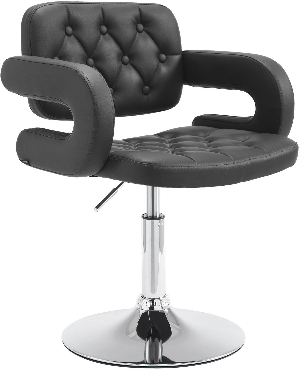 SESSEL Lederlook schwarz - Chromfarben/Schwarz, Textil/Metall (62/76/55cm) - CLP