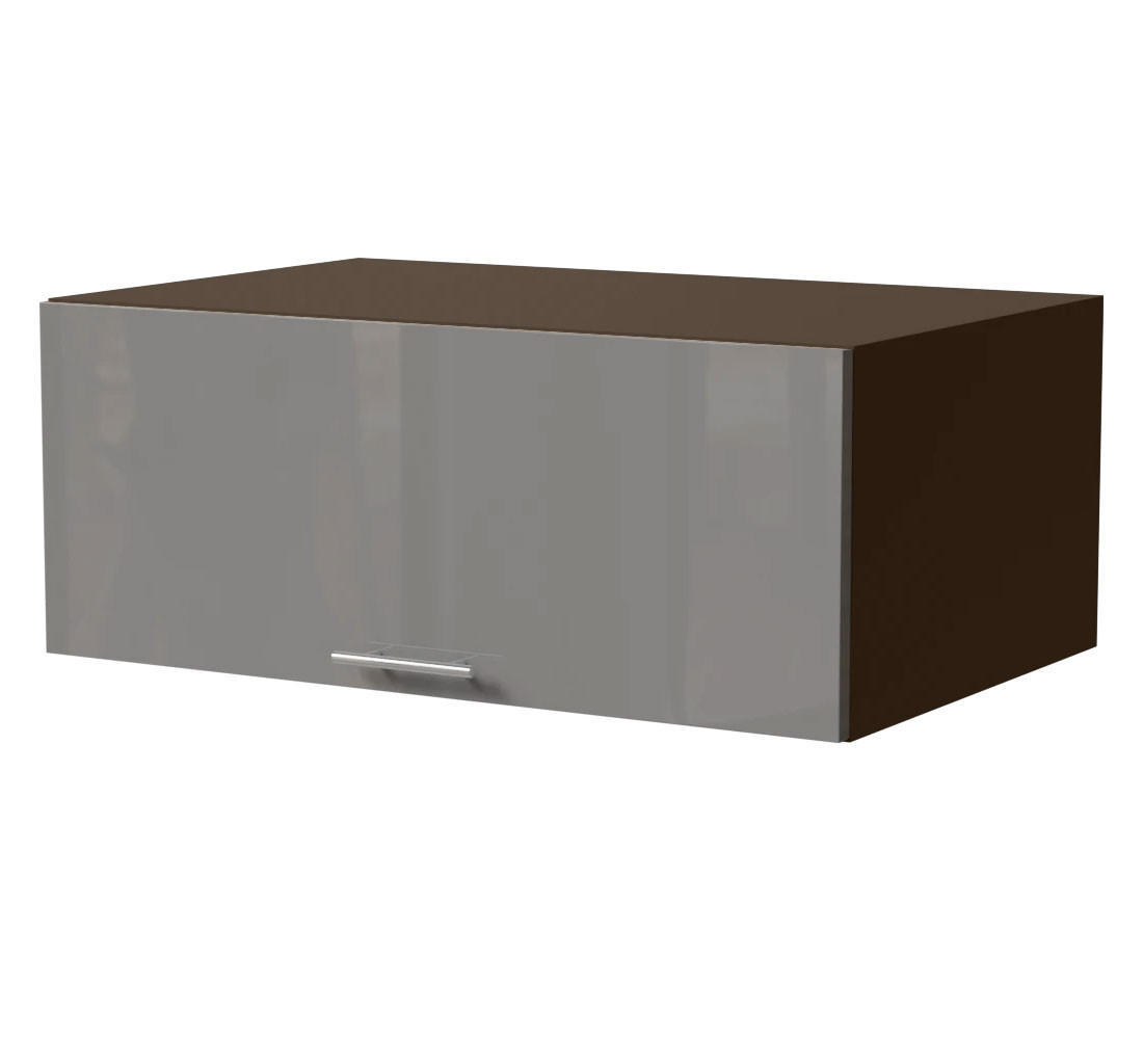 AUFSATZSCHRANK Essen W6B/90 Grau Hochglanz / Lava Matt 90 / 59 / 36cm - Dunkelgrau/Grau, Holz/Holzwerkstoff (90/36/59cm) - Feldmann-Wohnen