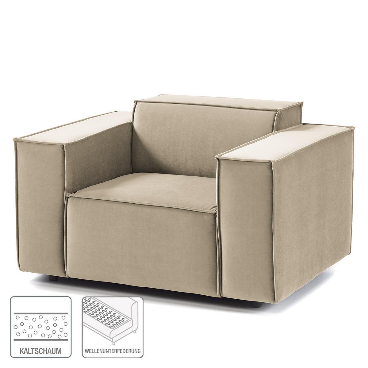 SESSEL - Beige/Schwarz, Kunststoff/Textil (120/70/96cm) - home24