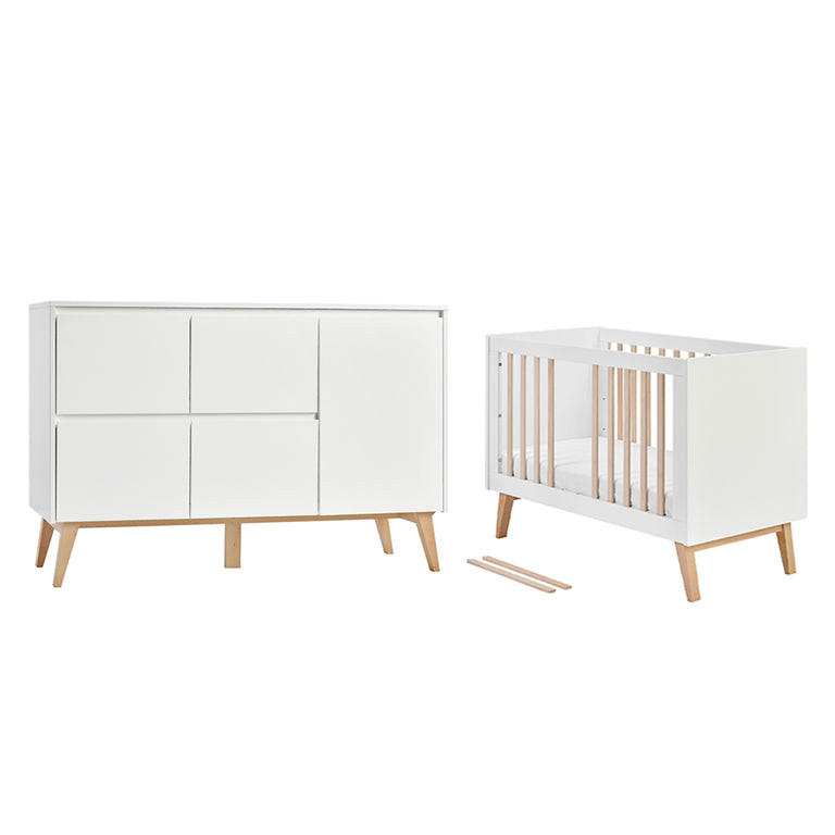 SOBA ZA BEBE 2-dijelni Bijelo i drvo - bijela, drvni materijal (124/89/66cm) - Petits-meubles
