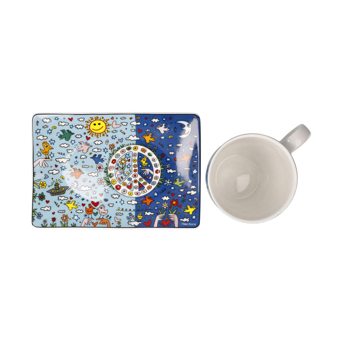 KÜNSTLERTASSE James Rizzi - Give Peace a Chance, Fine Bone China, Bunt, 0.4 L - Multicolor, Keramik (0.4L) - Goebel
