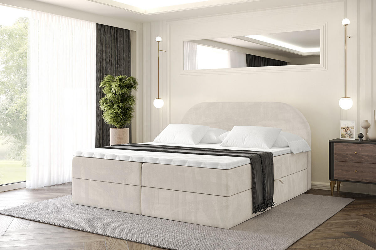 BOXBETT mit Matratze H3 und Lattenrost - NOX - 160x200 - Beige Casablanca - Beige, Holzwerkstoff/Kunststoff (160/200cm) - ALTDECOR