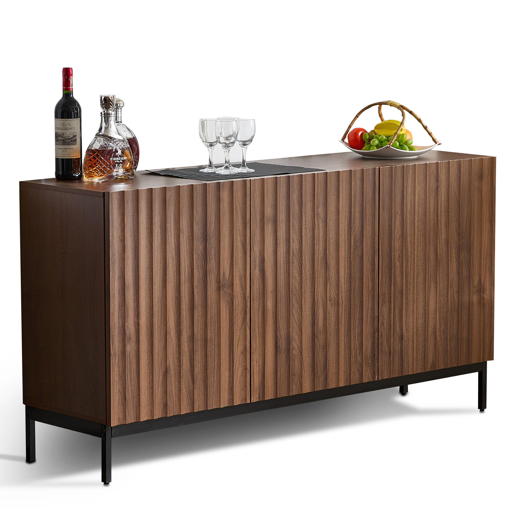 SIDEBOARD mit wellenförmigem 3D-Design, MDF/PB, 150/40/80 cm, Dunkelbraun - Dunkelbraun, Holzwerkstoff (150/80/40cm) - Redom