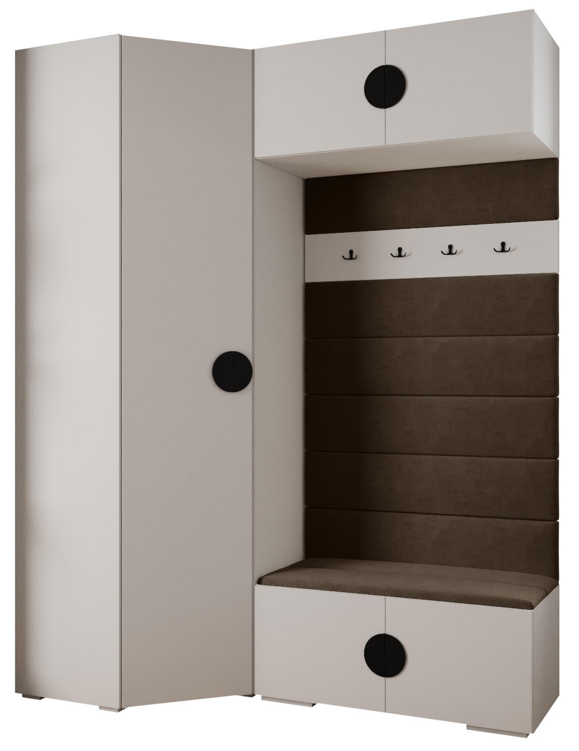 Abiks Möbel Garderoben-Set Weiß, Braun, Schwarz 181.7x236.7x47 cm