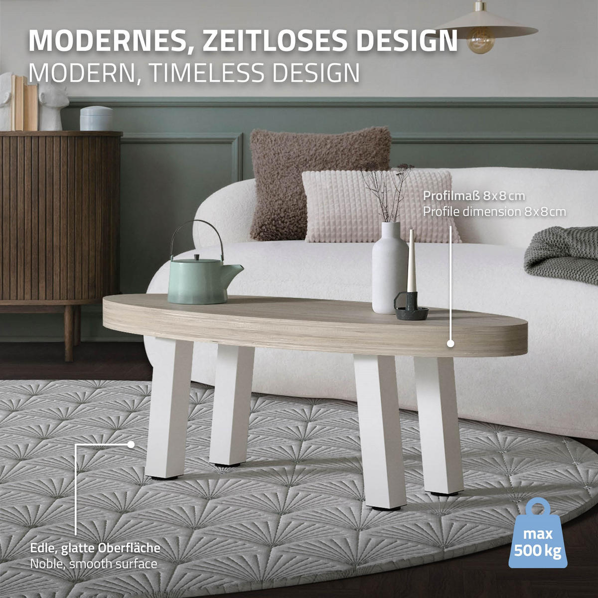 TISCHBEINE 4er Set I-96GRAD-Design H:42 cm Weiß 8x8 cm - Weiß, Metall (8/42/8cm) - ML-DESIGN