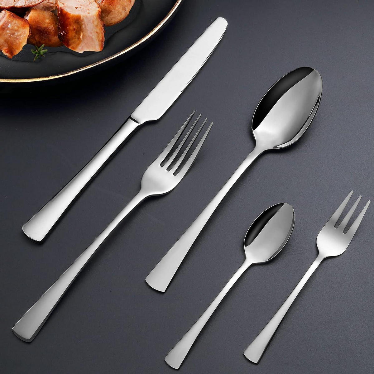 BESTECKSET 30-teilig für 6 Personen Edelstahl poliert - Silberfarben, Metall