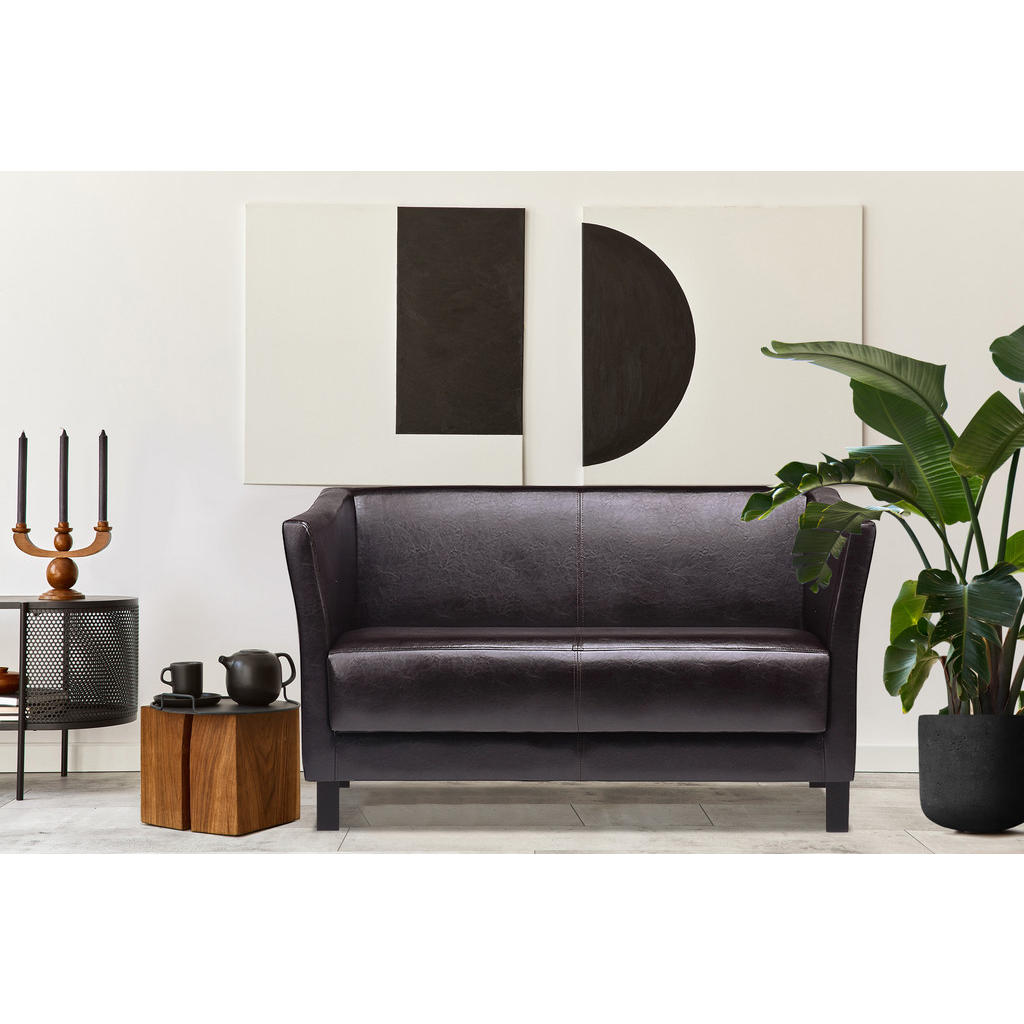 Thumbnail - Konsimo® 2-Sitzer-Sofa, Braun, Textil, 67x71x130 cm, Wohnzimmer, Sofas & Couches, Sofas, 2-Sitzer Sofas